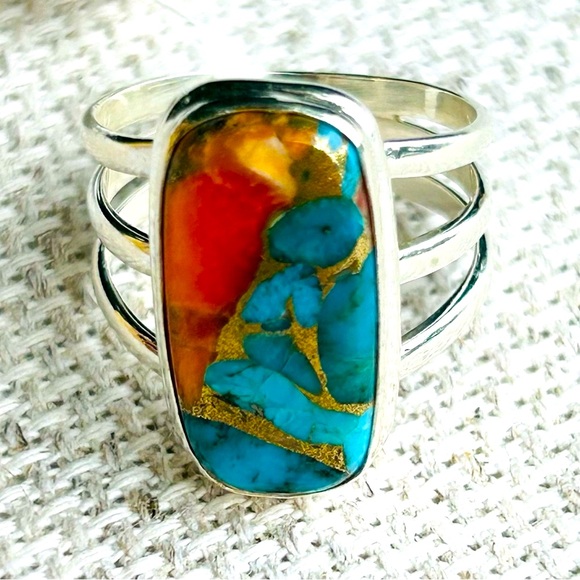 hand made Jewelry - Genuine Turquoise sterling silver 925 ring size 9